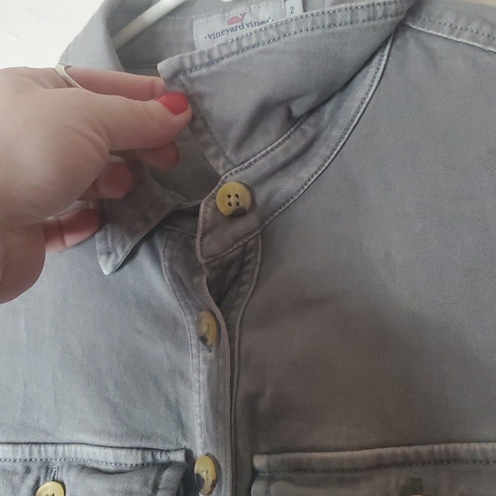 Vineyard Vines Utility Cotton Viscose Spandex Mini Dress Size 2 Chest Pockets - Picture 4 of 12